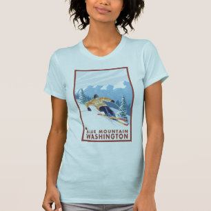 Downhhill Snow Skier - Blue Mountain, Washington T-Shirt