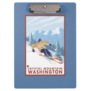 Downhhill Snow Skier - Crystal Mountain, WA Clipboard