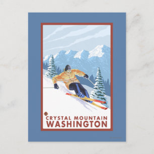 Downhhill Snow Skier - Crystal Mountain, WA Postcard