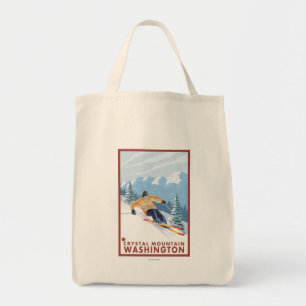 Downhhill Snow Skier - Crystal Mountain, WA Tote Bag