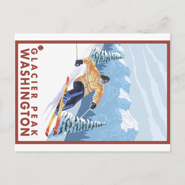 Downhhill Snow Skier - Glacier Peak, Washington Postcard (Front)