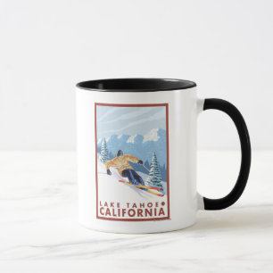 Downhhill Snow Skier - Lake Tahoe, California Mug