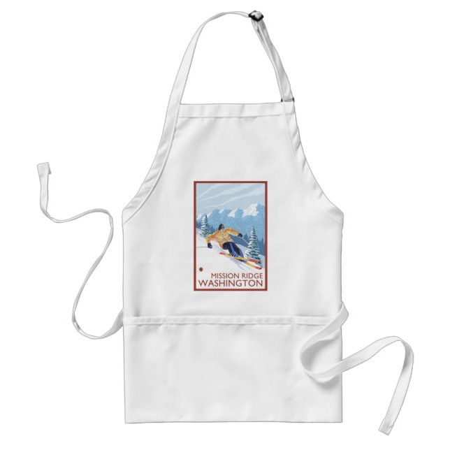 Downhhill Snow Skier - Mission Ridge, Washington Standard Apron (Front)