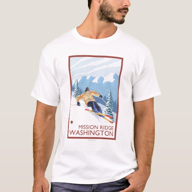Downhhill Snow Skier - Mission Ridge, Washington T-Shirt (Front)