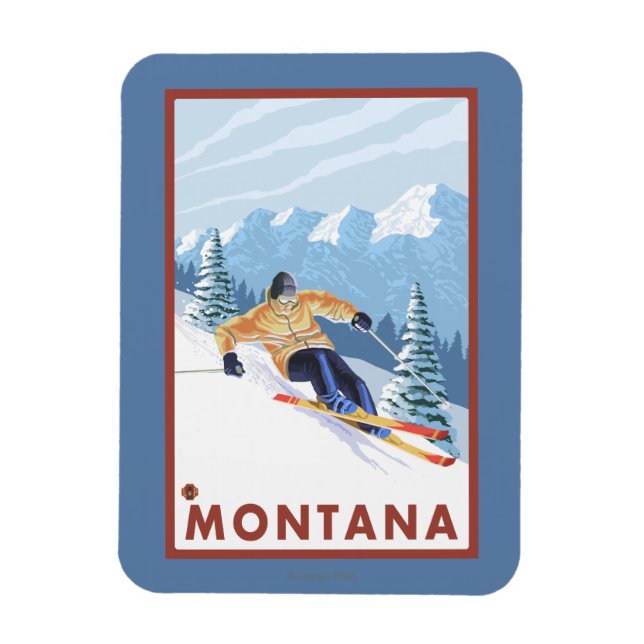 Downhhill Snow Skier - Montana Magnet (Vertical)