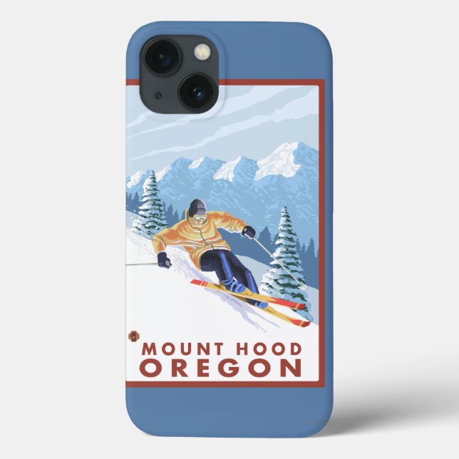 Downhhill Snow Skier - Mount Hood, Oregon Case-Mate iPhone Case (Back)