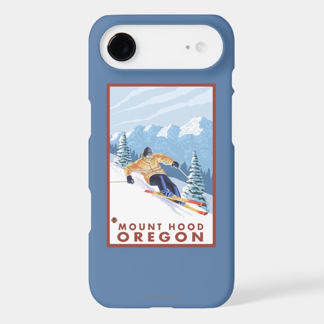 Downhhill Snow Skier - Mount Hood, Oregon Case-Mate iPhone Case (Back)