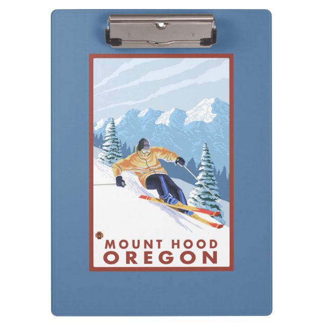 Downhhill Snow Skier - Mount Hood, Oregon Clipboard (Front)
