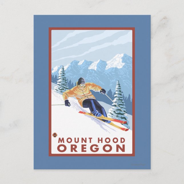Downhhill Snow Skier - Mount Hood, Oregon Postcard (Front)