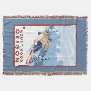 Downhhill Snow Skier - Mount Hood, Oregon Throw Blanket