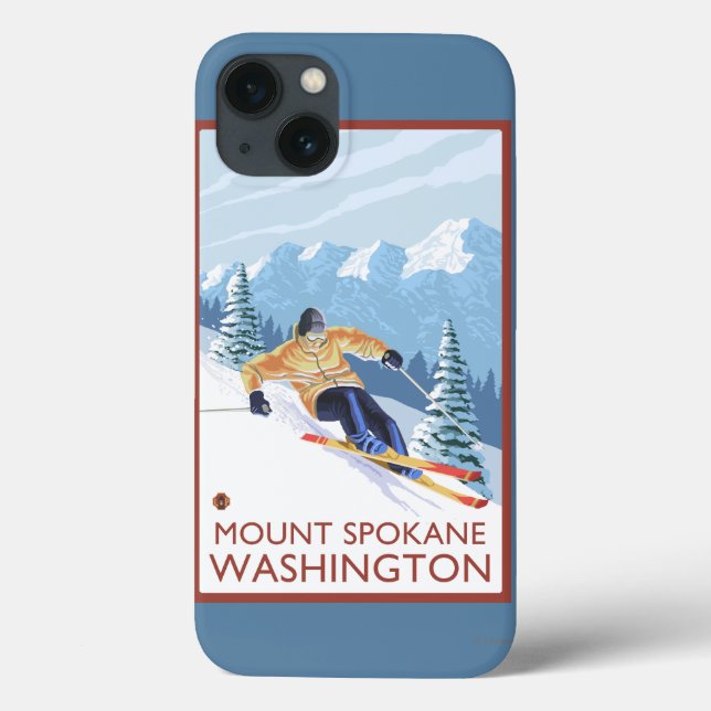 Downhhill Snow Skier - Mount Spokane, Case-Mate iPhone Case (Back)