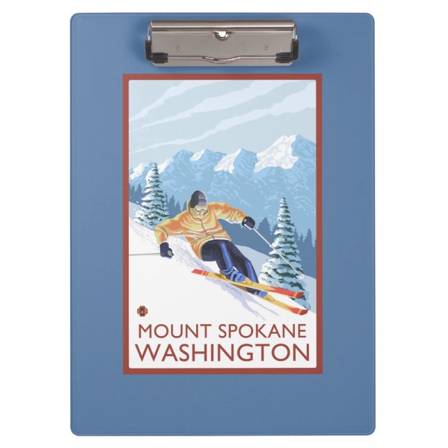 Downhhill Snow Skier - Mount Spokane, Clipboard (Front)