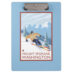 Downhhill Snow Skier - Mount Spokane, Clipboard