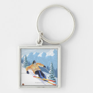 Downhhill Snow Skier - Mount Spokane, Key Ring