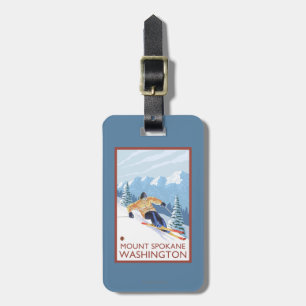 Downhhill Snow Skier - Mount Spokane, Luggage Tag