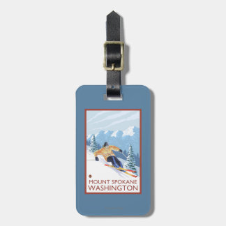Downhhill Snow Skier - Mount Spokane, Luggage Tag