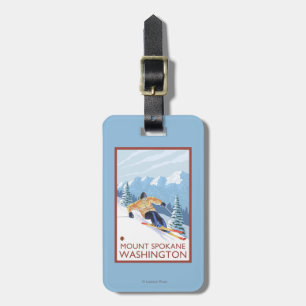Downhhill Snow Skier - Mount Spokane, Luggage Tag