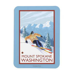 Downhhill Snow Skier - Mount Spokane, Magnet