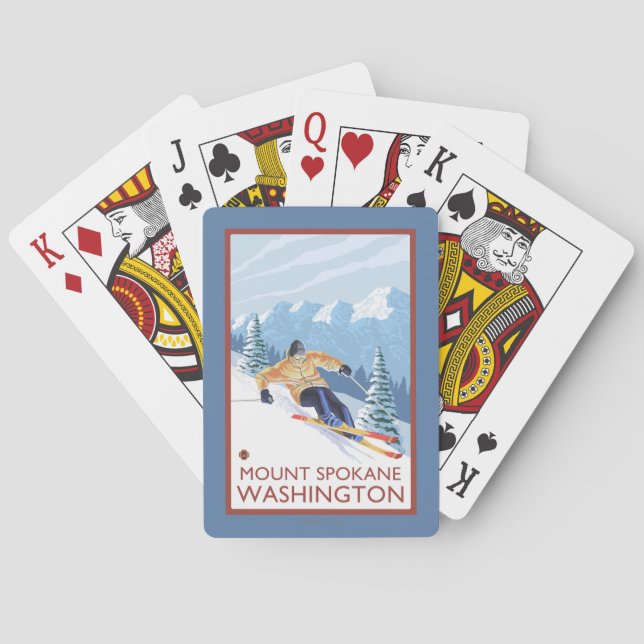 Downhhill Snow Skier - Mount Spokane, Playing Cards (Back)