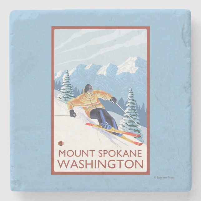 Downhhill Snow Skier - Mount Spokane, Stone Coaster (Front)