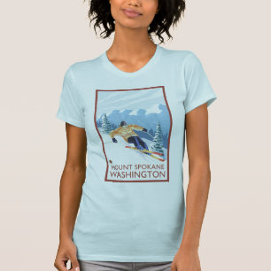 Downhhill Snow Skier - Mount Spokane, Washington T-Shirt