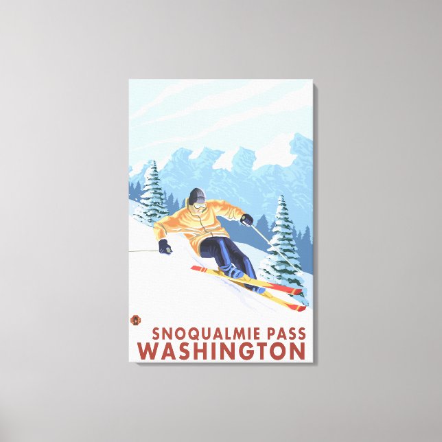 Downhhill Snow Skier - Snoqualmie Pass, WA Canvas Print (Front)