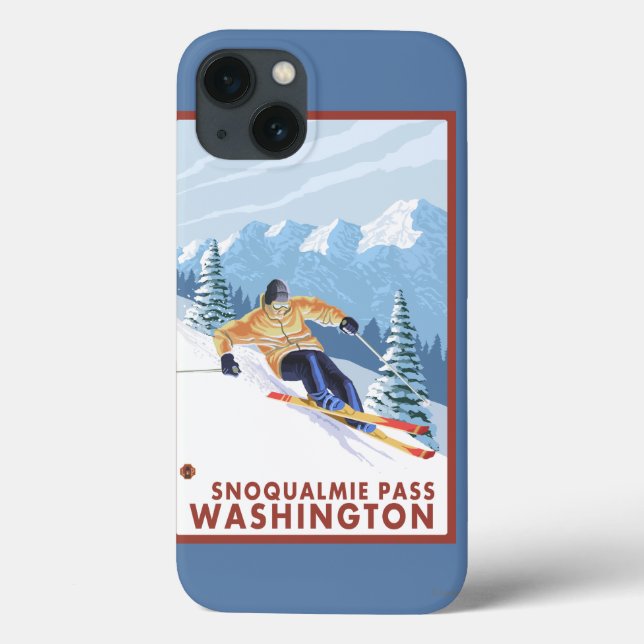 Downhhill Snow Skier - Snoqualmie Pass, WA Case-Mate iPhone Case (Back)