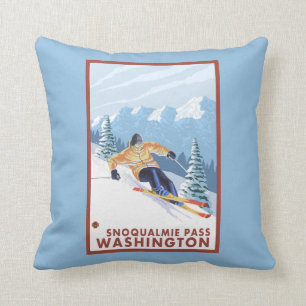 Downhhill Snow Skier - Snoqualmie Pass, WA Cushion