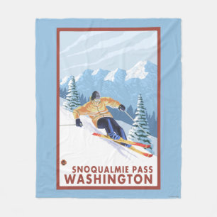 Downhhill Snow Skier - Snoqualmie Pass, WA Fleece Blanket