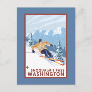 Downhhill Snow Skier - Snoqualmie Pass, WA Postcard
