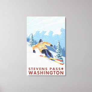 Downhhill Snow Skier - Stevens Pass, Canvas Print