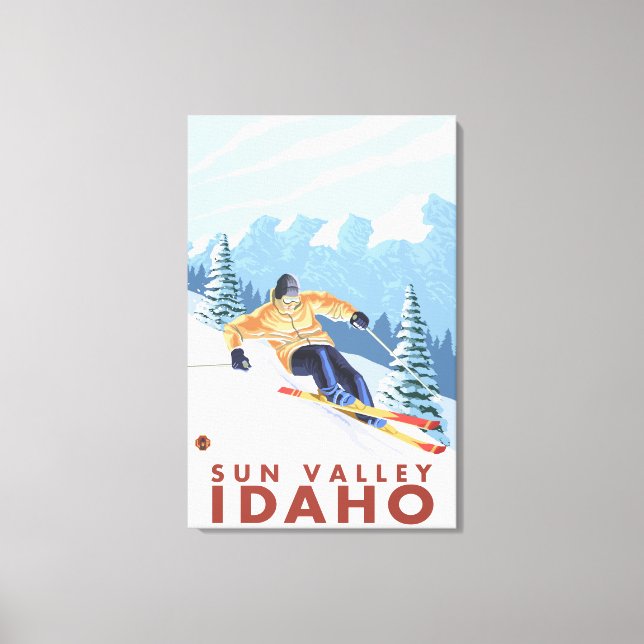 Downhhill Snow Skier - Sun Valley, Idaho Canvas Print (Front)