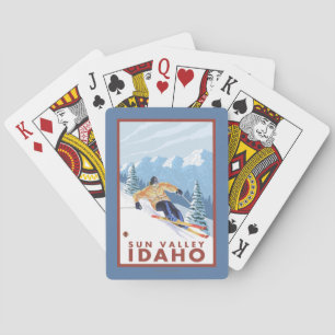 Downhhill Snow Skier - Sun Valley, Idaho Playing Cards