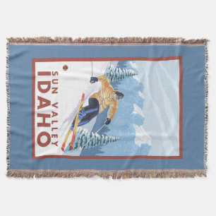 Downhhill Snow Skier - Sun Valley, Idaho Throw Blanket
