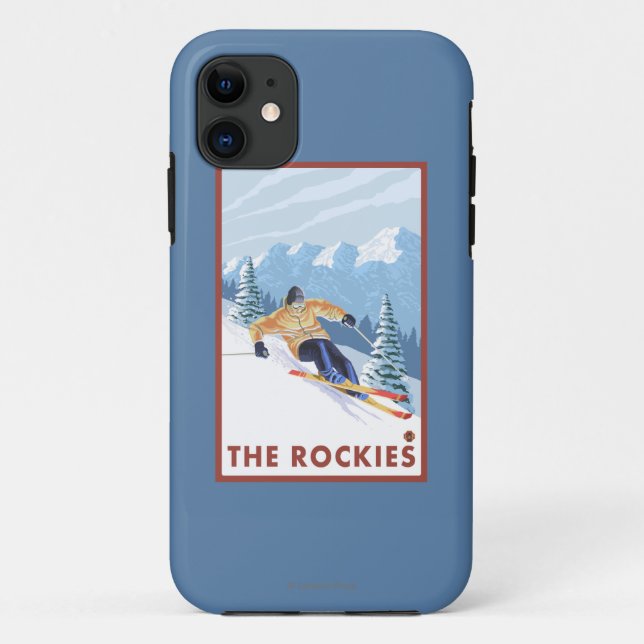 Downhhill Snow Skier - The Rockies Case-Mate iPhone Case (Back)