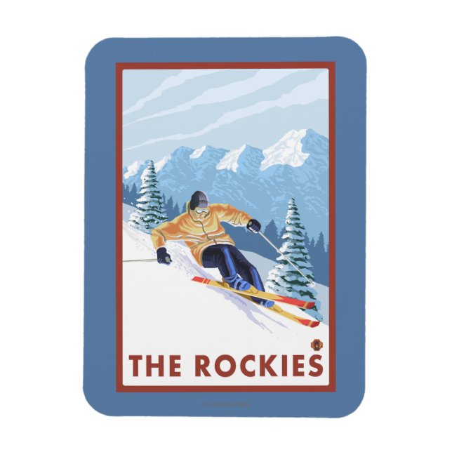 Downhhill Snow Skier - The Rockies Magnet (Vertical)
