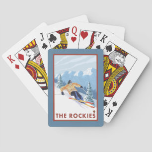 Downhhill Snow Skier - The Rockies Playing Cards