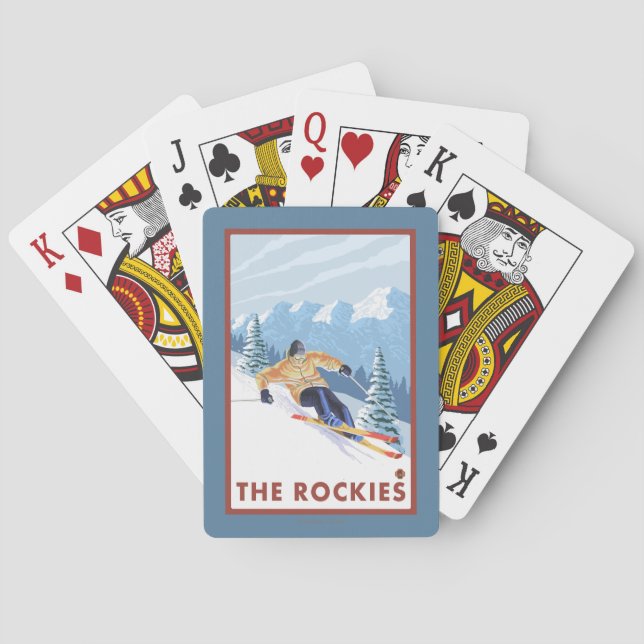 Downhhill Snow Skier - The Rockies Playing Cards (Back)