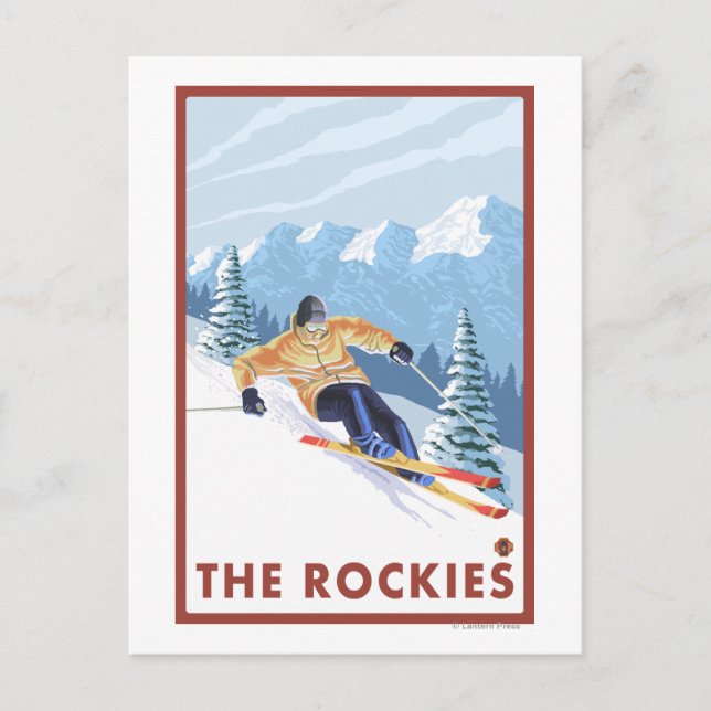 Downhhill Snow Skier - The Rockies Postcard (Front)