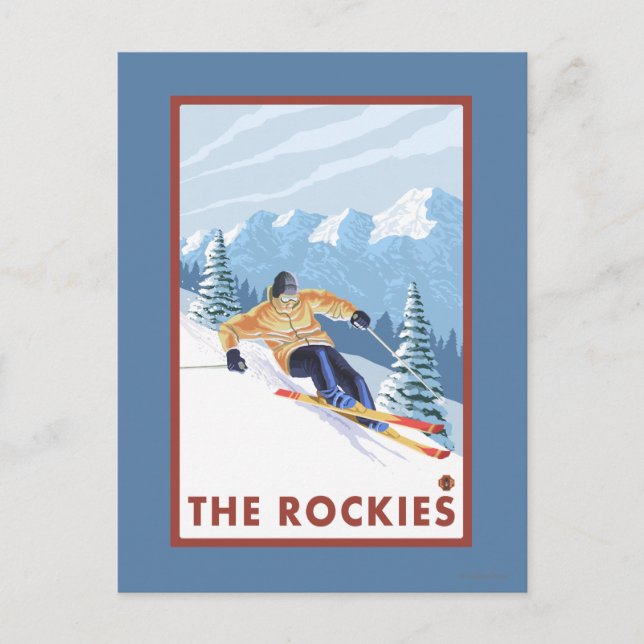 Downhhill Snow Skier - The Rockies Postcard (Front)