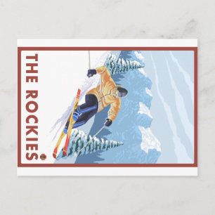 Downhhill Snow Skier - The Rockies Postcard