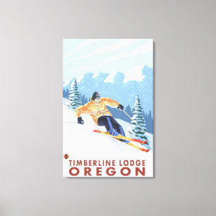 Downhhill Snow Skier - Timberline Lodge, Oregon Canvas Print