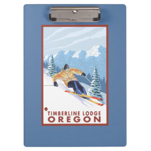 Downhhill Snow Skier - Timberline Lodge, Oregon Clipboard