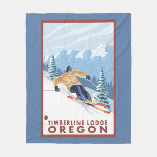 Downhhill Snow Skier - Timberline Lodge, Oregon Fleece Blanket