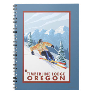 Downhhill Snow Skier - Timberline Lodge, Oregon Notebook