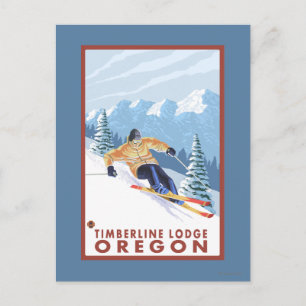 Downhhill Snow Skier - Timberline Lodge, Oregon Postcard