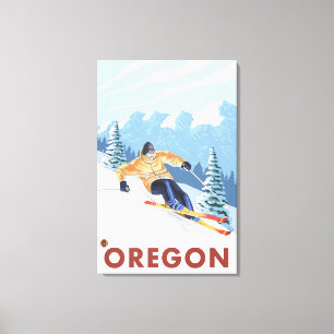 Downhhill Snow Skier- Vintage Travel Poster 2 Canvas Print