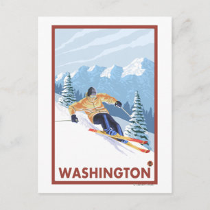 Downhhill Snow Skier - Washington Postcard