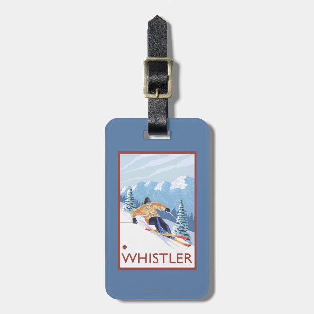 Downhhill Snow Skier - Whistler, BC Canada Luggage Tag (Front Vertical)