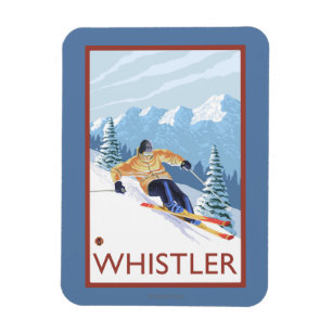 Downhhill Snow Skier - Whistler, BC Canada Magnet